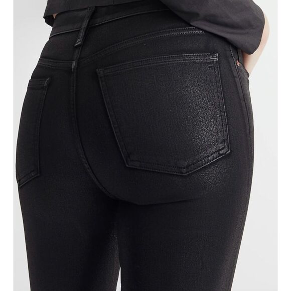 Madewell Petite‎ Kick Out Crop Jeans: Coated Edition in True Black Wash Size P29 - Picture 2 of 15